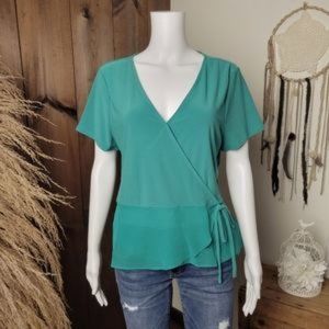 NWT Bar III Peplum Faux Wrap Blouse